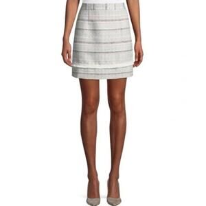 Laundry by Shelli Segal NWT Tweed Boho Trim Striped Pink Mini Skirt Size 10